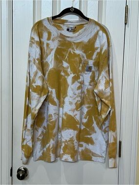 Carhartt Mens Mustard Camoflauge Tie Dye Shirt Sz L Loose Fit Outdoors Leisure